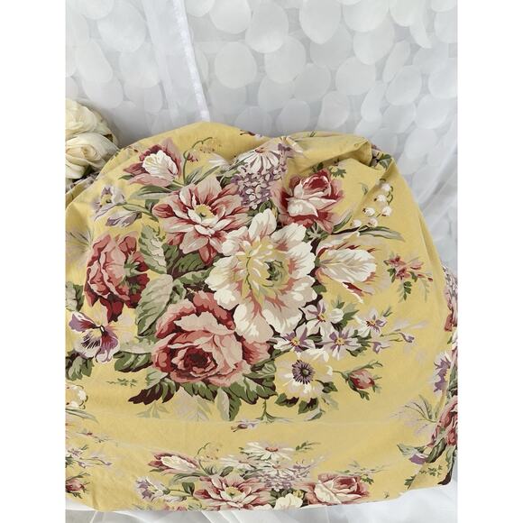 Vintage Ralph Lauren TWIN FITTED Sheet Sophie Brooke Yellow HUGE Garden Floral - Picture 3 of 6